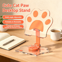 Support de téléphone en acrylique transparent en forme de patte de chat, support pliable pour tablette, rotation à 360 degrés, support en acrylique pour une placement sécurisé de l'appareil
