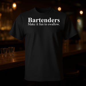 T-shirt Bartenders Make IT Fun To Swallow, maglietta promozionale nera unisex per adulti - Product Image 3