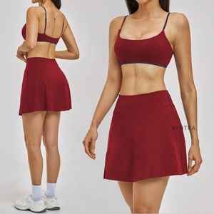 Custom Quick Dry Outdoor Activewear Sportbeha's, Gym Tanktops, Rokjes, Ingebouwde Shorts, Dames Workout Golf Pickleball Tennis Kledingset - Product Image 4