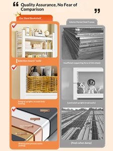 Estante de Almacenamiento de Libros Multicapa para Niños, Estilo Moderno y Sencillo, Capacidad de Carga de 100 kg, Estructura de Acero al Carbono para el Hogar - Product Image 3