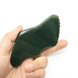 Tự nhiên Nephrite gua SHA công cụ cạo guasha massage công cụ chất lượng cao làm bằng tay màu xanh lá cây Ngọc massage Board