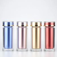 Flacons à capsules de 100 ml bleus en PS de qualité médicale avec bouchon à vis et récipient intérieur, personnalisables par sérigraphie, vides pour pilules