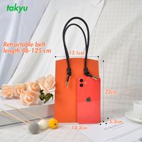 Airy Tas Tangan Kulit Persegi Panjang, Tas Selempang Kecil, Dompet Ponsel Pintar Universal Minimalis, Santai, Kulit Biru