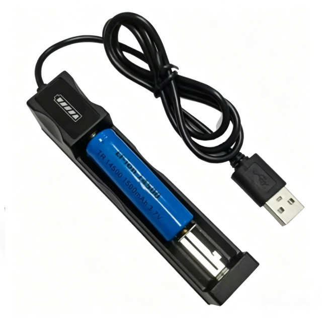 Universal Flashlight Charger Single Slot USB for 18650 14500 Cells