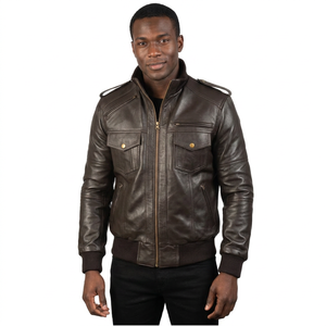 Motorcycle Leather <b>Jackets</b> <b>Men</b> Sleek Minimalist Stand Collar Coat Casual <b>Smart</b> Outerwear Genuine Leather <b>Jacket</b> <b>Men</b> - Product Image 3