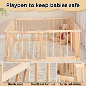 लकड़ी के बच्चे के खेल बाड़ के साथ बच्चों और बच्चों के लिए सुरक्षा गेट के साथ बड़े समायोज्य बेबी प्लेपेन - Product Image 3