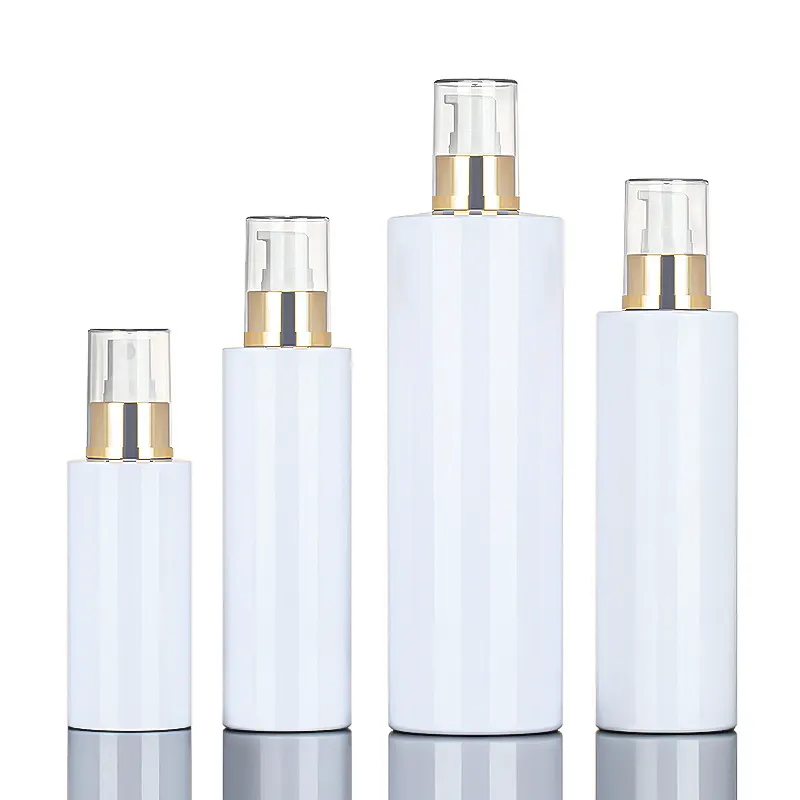 Classique 120ml 200ml 250ml 500ml rond vide tête de pompe dorée bouteille de pulvérisation brouillard huile parfum bouteilles de pulvérisation en plastique en gros