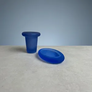 Two Piece Sky Blue Murano Glass <b>Set</b> Made in Italy Includes Tumbler and <b>Soap</b> or Jewelry Dish with Rounded Thick Handcrafted Edges - Product Image 1