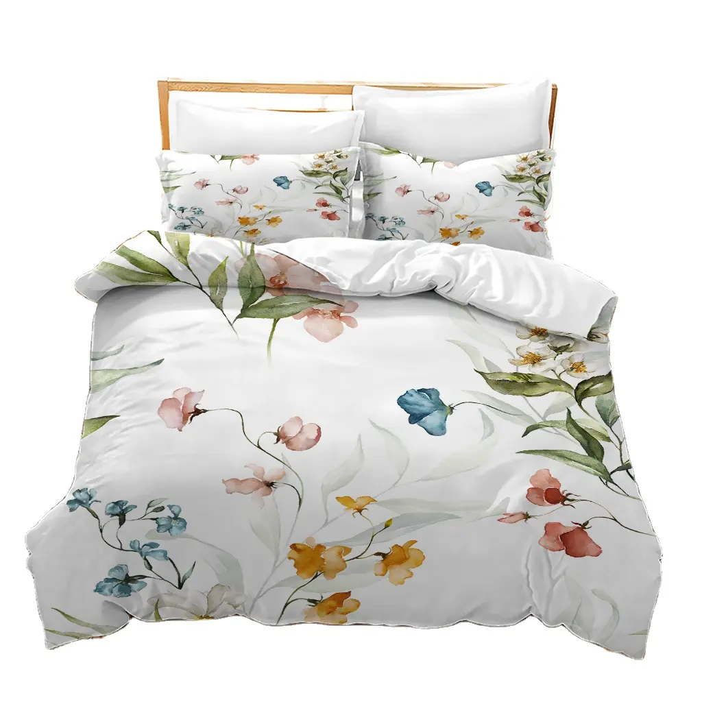 फूल मुद्रित बिस्तर की चादर Pillowcase मुद्रित बिस्तर सेट बिस्तर संग्रह बिस्तर शीट सेट