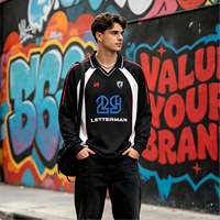 Jersey de Manga Larga Estilo Retro Americano Personalizado al por Mayor, Impresión por Sublimación, Logotipo Personalizado, Patrón de Alta Calidad, Transpirable