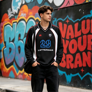 Jersey de Manga Larga Estilo Retro Americano Personalizado al por Mayor, Impresión por Sublimación, Logotipo Personalizado, Patrón de Alta Calidad, Transpirable - Product Image 4