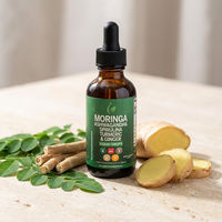 Complément alimentaire liquide à base de plantes Moringa Ashwagandha avec spiruline, curcuma, gingembre, formule naturelle