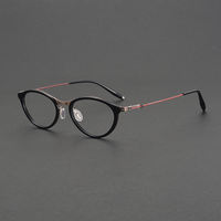 Lunettes sans vis en titane en gros pour hommes et femmes, design patchwork tendance avec monture en acétate rose et verres optiques