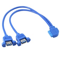 Cable de datos USB 3.0 a 20 pines, adaptador de extensión de 20 pines para placa base a doble USB 3.0 con soporte de montaje fijo