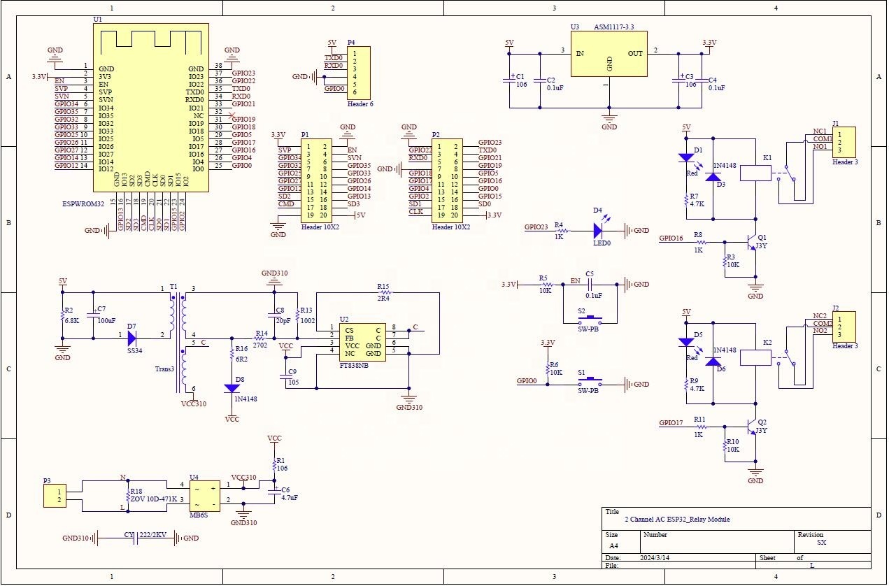 ESP32 Relay Development Board AC / DC Power Supply WiFi Bluetooth BLE 4 Channel Relay Module ESP32 - 502