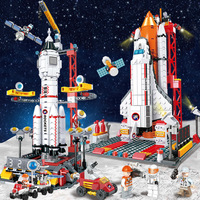 Bloques de Construcción de Cohete Espacial de Plástico ABS Compatible, Modelo 1800-3, Juguete Educativo de Aviación para Niños, Regalo de Cumpleaños