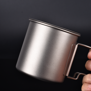 CIEUIS <span class=keywords><strong>Titanium</strong></span> Pot Cup Set 350ml 480ml 750ml Campingmok Ultralicht Opvouwbaar Handvat Koffiemok voor Buiten - Product Image 4