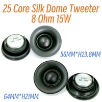 64MM HF Driver 8 Ohm 15W Soft Dome halus respon 1700Hz ~ 20KHz OEM tersedia 95,8db bulat Tweeter dengan pin untuk Home Theater