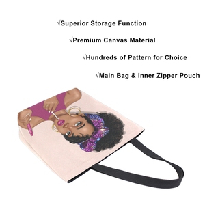 Nuevo Producto, Bolso de Mano Personalizado de Moda, con Estampado de Chicas Artísticas en Negro, Reutilizable, Informal, de Lona, para Compras - Product Image 2