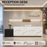Comptoir de réception moderne en bois écologique pour hôtel et bureau, avec espace de rangement, mobilier commercial sur mesure pour bar et caisse