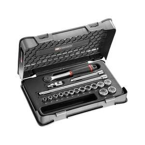 FACOM - J.161-2P6 18-piece 3/8'' metric 6-point <b>sockets</b> set - EAN 3662424074042 <b>RATCHET</b> AND <b>SOCKET</b> SETS 3/8" - Product Image 1