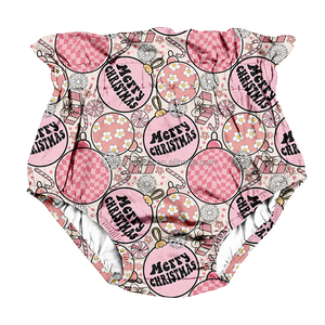 Kustom Natal cetak Ruffle celana pendek balita pinggang tinggi anak perempuan baru lahir musim panas anak-anak bayi Bloomer celana pendek - Product Image 1
