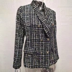 Blazer Élégant pour Femme <span class=keywords><strong>en</strong></span> Tweed à Carreaux <span class=keywords><strong>Pied</strong></span>-<span class=keywords><strong>de</strong></span>-<span class=keywords><strong>Poule</strong></span> – Veste <span class=keywords><strong>de</strong></span> Costume Chic pour le Bureau <span class=keywords><strong>et</strong></span> le Travail - Product Image 4