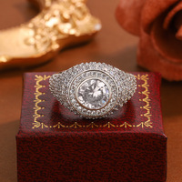 Bague Fleur en Laiton Plaqué Or Véritable avec Micro-Pavé de Zircons, Style Hip Hop, Bijou Cadeau pour Fête, Certifié CNAS, Vente en Gros, 1 Pièce en Stock