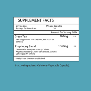 Cápsulas de Extracto de Té Verde para Adultos de Marca Privada, Quemador de Grasa, Favorecen la Pérdida de Peso Saludable, Cápsulas Antioxidantes Potentes - Product Image 2