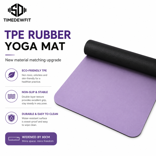 Professional Non-slip TPE Rubber Yoga Mat with Excellent Grip 6mm/10mm Thick Durable Anti-tear Exercise Fitness Mat
