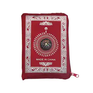 Esterilla portátil de 60x100cm para oración musulmana, tapete de bolsillo para viaje, brújula, oración