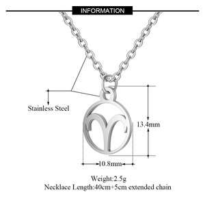 Bijoux creux ronds en acier inoxydable pour femmes Collier pendentif signe du zodiaque en argent douze scorpions - Product Image 2