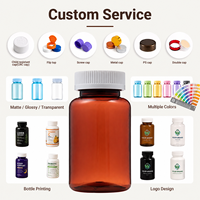 Flacon capsule en plastique PET ambré léger de 250 ml, anti-fuite, pour pilules, design personnalisé pour le stockage de compléments nutritionnels