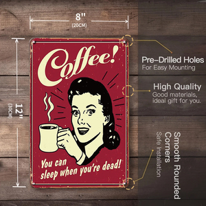 Letrero Metálico de Café Italiano Recién Hecho, Decoración de Pared para Cafetería, Hogar, Cocina, Bar u Oficina, con Diseño de Cappuccino, Espresso y Latte - Product Image 5