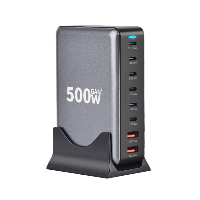500W 440W 320W GaN 8-Port USB-C PD3.1 100W 65W GaN Fast Charging Station Desktop Charger with QC3.1 for Mobile Phones Tablets