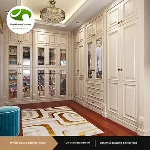 עיצוב מודרני מותאם אישית ארון בגדים מעץ מלא הכולל חדר הלבשה הכולל עם ריהוט פשוט יוקרתי - Product Image 5