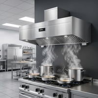 Hotte aspirante commerciale de luxe en acier inoxydable avec moteur haute puissance et affichage numérique pour cuisine de cantine