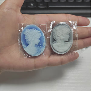 Énorme agate naturelle ovale Antique, 30x40mm, <span class=keywords><strong>bleu</strong></span> noir, fabrication de pendentif <span class=keywords><strong>camée</strong></span> sculpté pour dame élégante - Product Image 6