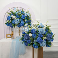 Groothandel Bosstijl Kunstbloemenbal Zijde Groen Groenblad Tafeldecoratie Bruiloftdecoratie Witte Hortensia Bloembollen