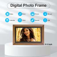 Haute qualité 1920x1080 IPS écran large Angles de vue lecteur multimédia Lcd 21.5 22 pouces grande taille cadre en bois vidéo Photo cadre numérique