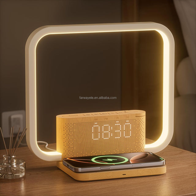 Sunrise Alarm Clock with Wireless Charging Desk Touch Lamp Wake-up Light Bedside Sunrise Lamps with 10 Natural White Noise Sound