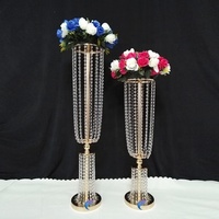 VENTE FLASH Décoration de table de mariage moderne en fer de haute qualité et durable, vase doré, lustre en cristal, décor multi-niveaux