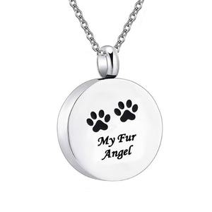 ステンレス製銀メッキのキリスト教徒用大型遺灰入れ、ペットの足跡入り火葬壺、親友の記念品ネックレスペンダント - Product Image 3