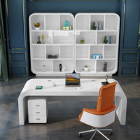 Ensemble de bureau de direction moderne en bois de luxe en forme de L avec design modulaire style minimaliste