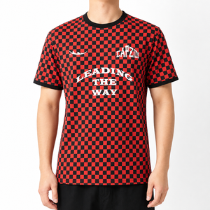 Seragam Sepak Bola Kasual Motif Kotak-Kotak Custom, Sublimasi, Bernapas, Cepat Kering, Lengan Pendek, 100% Poliester, Kaos Unisex Musim Panas - Product Image 2