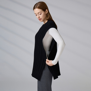 Chaleco de Punto Personalizado para Mujer, Sin Mangas, Cuello Redondo, Tejido de Algodón, para Invierno - Product Image 3