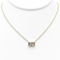 Collier pendentif rectangulaire en moissanite facettée plaqué or S925