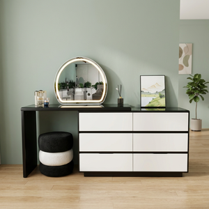 Modern Makeup Vanity Table <b>With</b> <b>Lighted</b> <b>Mirror</b> Storage Desk For Bedroom Furniture - Product Image 2