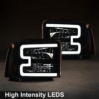 Phares LED 12V les plus vendus pour F-250 2005-2007, noir fumé, haute luminosité, éclairage automobile