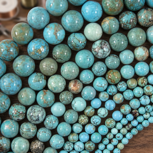 Turquoise naturelle perles rondes bijoux Bracelet collier boucle d'oreille perles de pierre couleur lâche matériel origine forme taille - Product Image 3